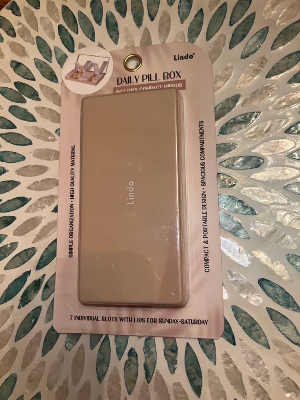 Lindo Weekly Pill Organizer w/ Mirror 7‎ Day Case